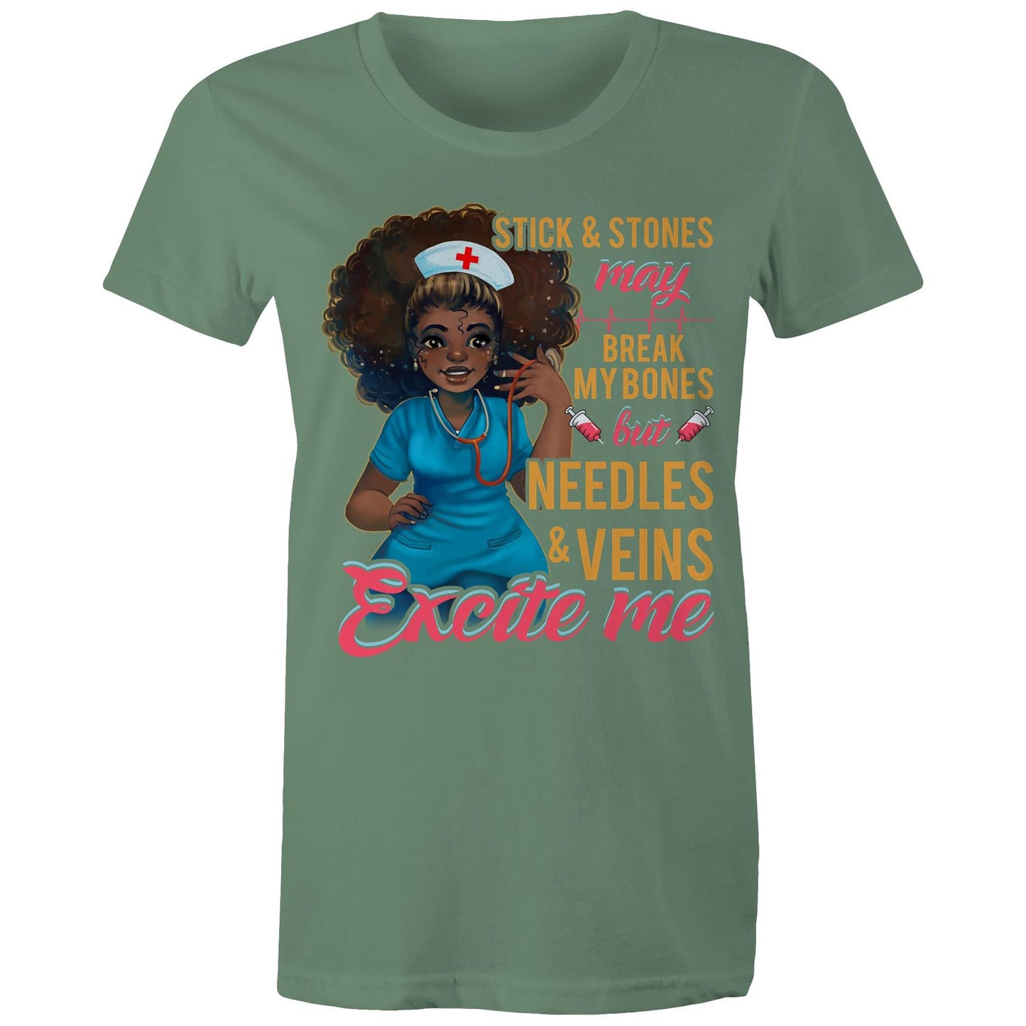Needles Excite Me Nursing Women's Maple Tee