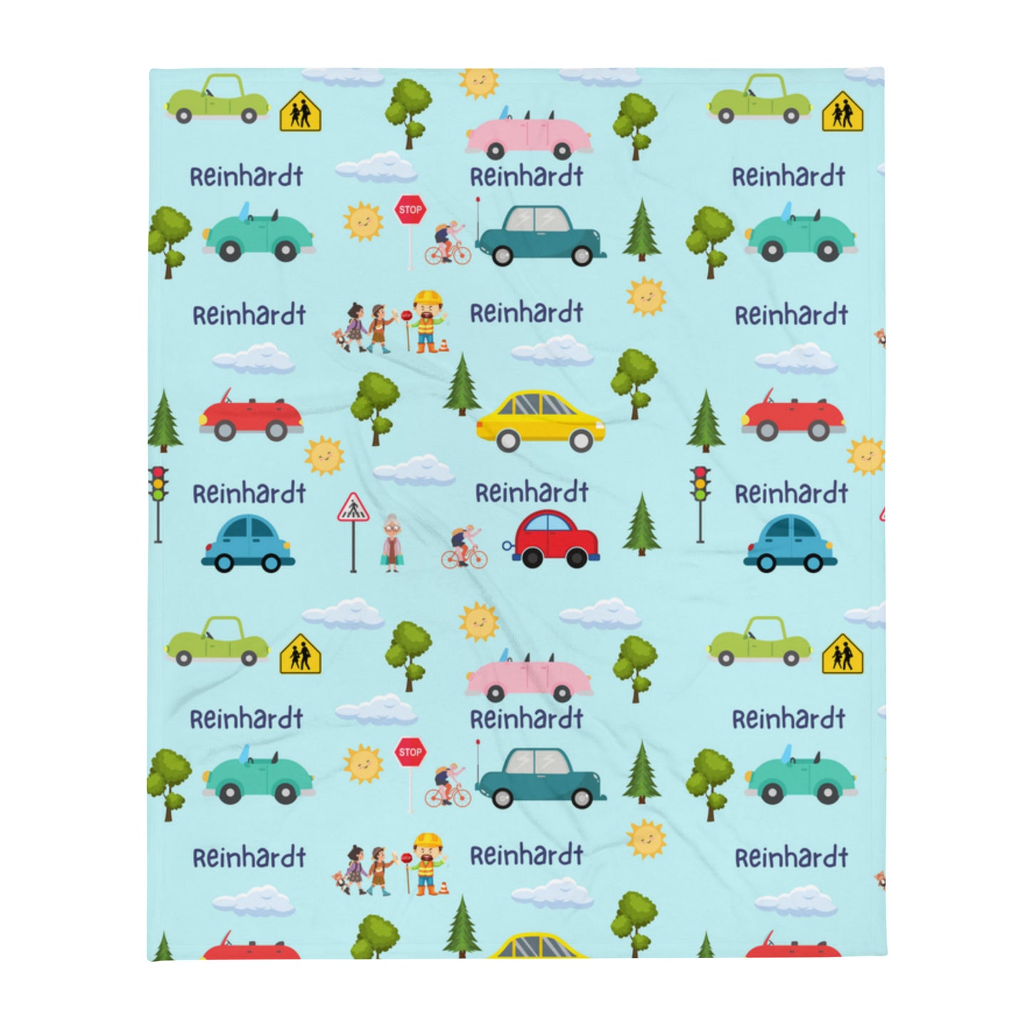 Kids Personalised Cars Throw Blanket