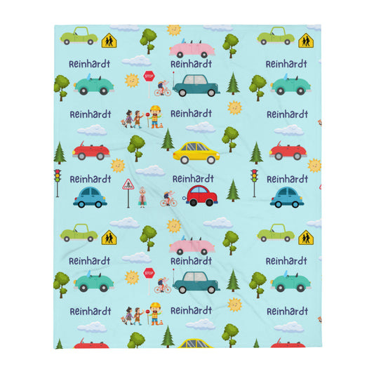 Kids Personalised Cars Throw Blanket