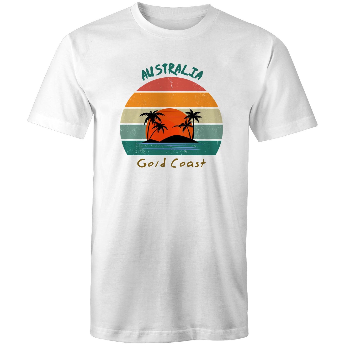 Gold Coast Retro Sunset Mens T-Shirt