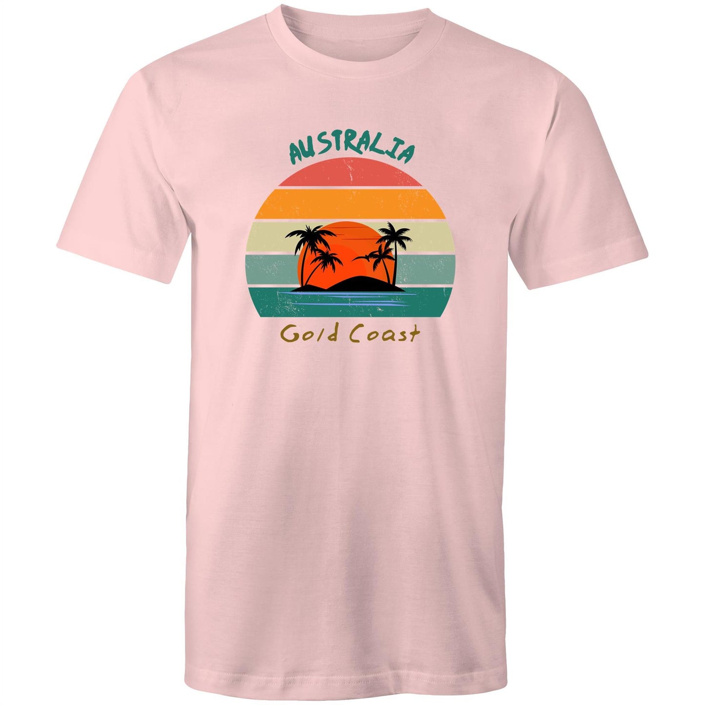 Gold Coast Retro Sunset Mens T-Shirt