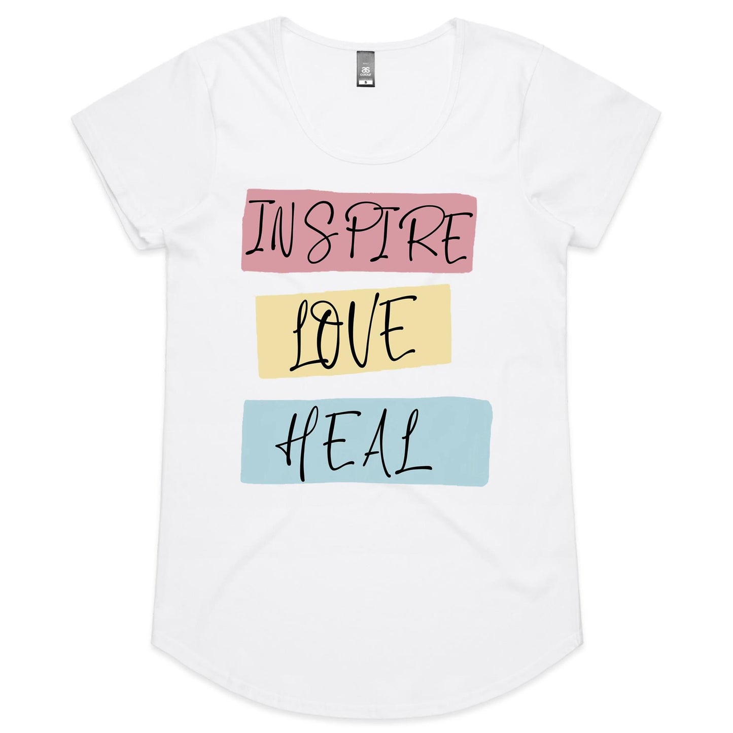 Inspire Love Heal Womens Scoop Neck T-Shirt