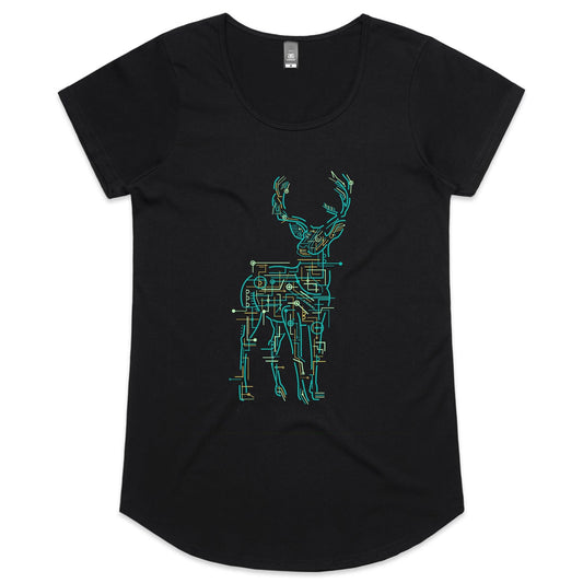 Electric Deer Womens Scoop Neck T-Shirt
