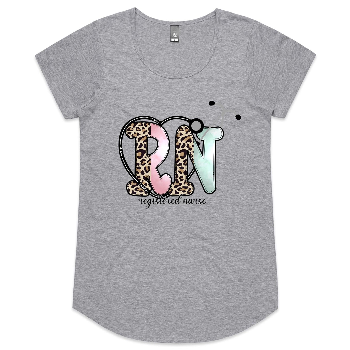 RN with stethoscope Womens Scoop Neck T-Shirt