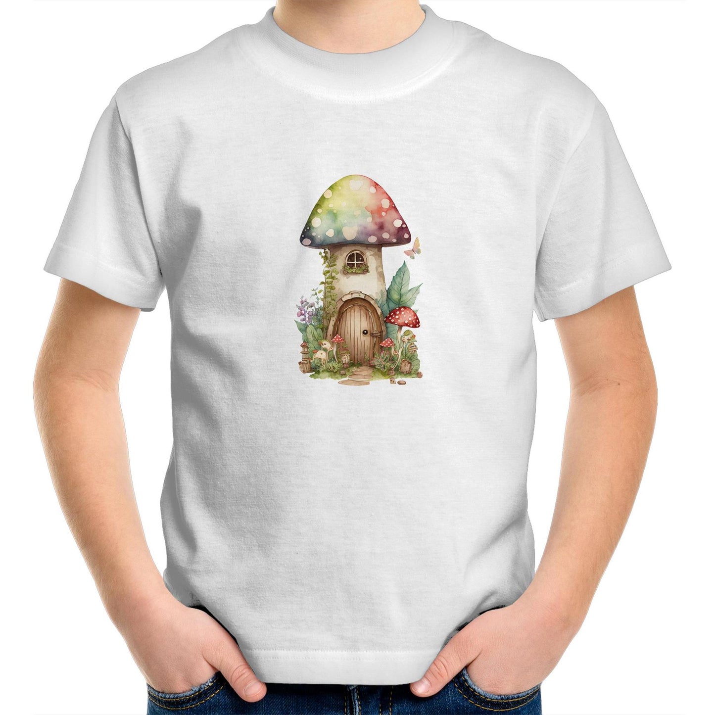 Fairy Mushroom House Kids Youth Crew T-Shirt