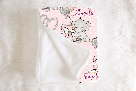 Kids Personalized Elephant Throw Blanket for kids