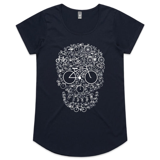 Bicycle Skull Womens Scoop Neck T-Shirt