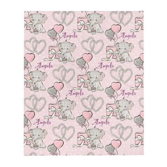 Kids Personalized Elephant Throw Blanket for kids
