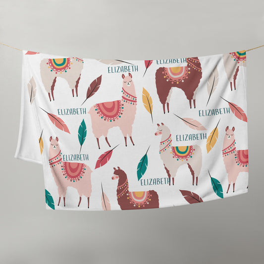 Llama personalised throw blanket