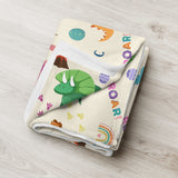 Kids Personalised Dinosaurs Throw Blanket