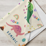 Kids Personalised Dinosaurs Throw Blanket